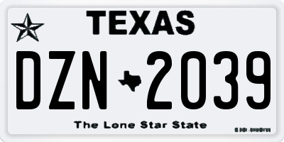 TX license plate DZN2039