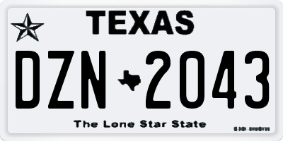 TX license plate DZN2043