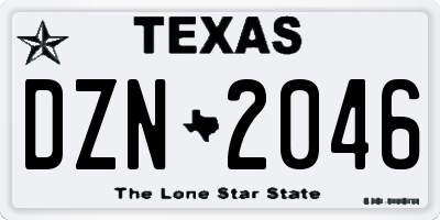 TX license plate DZN2046