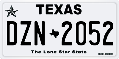 TX license plate DZN2052