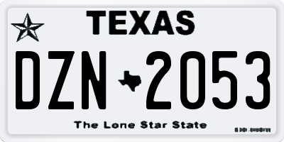 TX license plate DZN2053