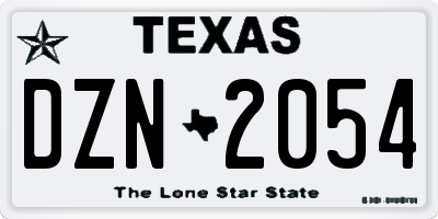 TX license plate DZN2054