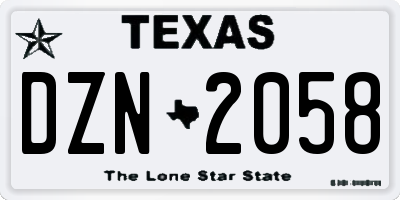 TX license plate DZN2058