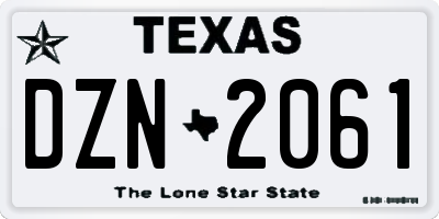 TX license plate DZN2061