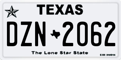 TX license plate DZN2062