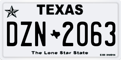 TX license plate DZN2063