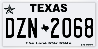 TX license plate DZN2068