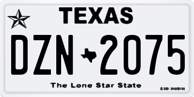 TX license plate DZN2075