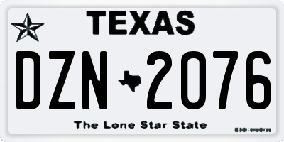 TX license plate DZN2076