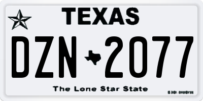 TX license plate DZN2077