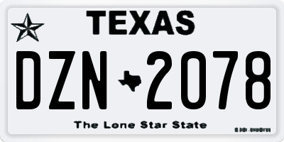 TX license plate DZN2078