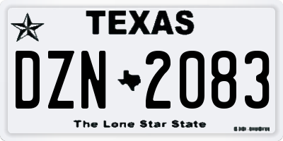 TX license plate DZN2083