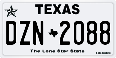 TX license plate DZN2088