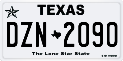 TX license plate DZN2090