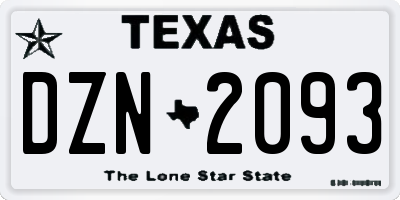 TX license plate DZN2093