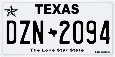 TX license plate DZN2094