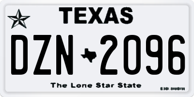 TX license plate DZN2096