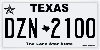 TX license plate DZN2100