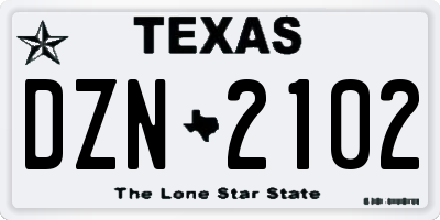 TX license plate DZN2102