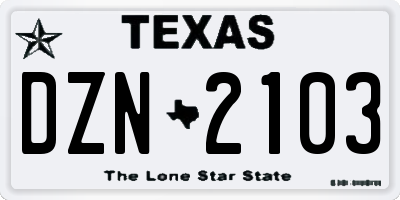 TX license plate DZN2103