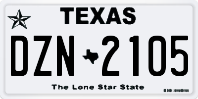 TX license plate DZN2105