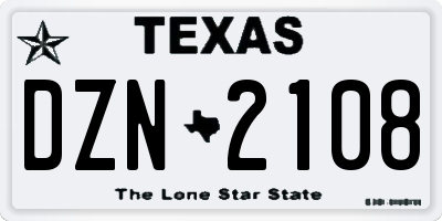 TX license plate DZN2108