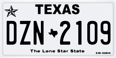 TX license plate DZN2109