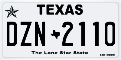 TX license plate DZN2110