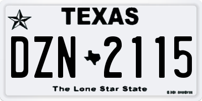 TX license plate DZN2115
