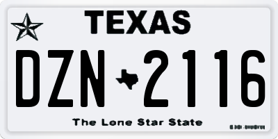 TX license plate DZN2116