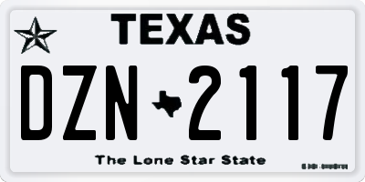 TX license plate DZN2117