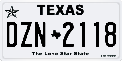 TX license plate DZN2118
