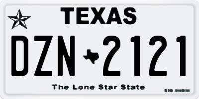 TX license plate DZN2121