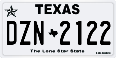 TX license plate DZN2122