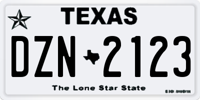 TX license plate DZN2123