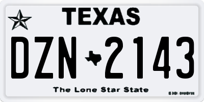 TX license plate DZN2143