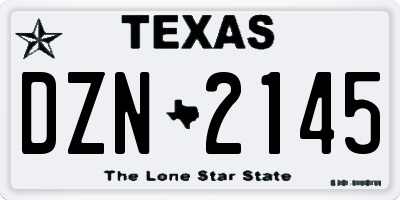 TX license plate DZN2145