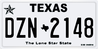 TX license plate DZN2148