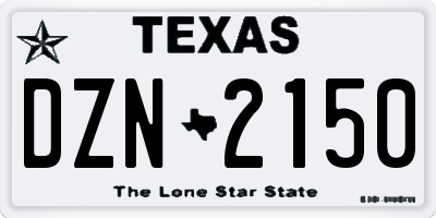TX license plate DZN2150