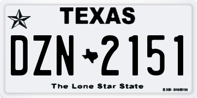 TX license plate DZN2151
