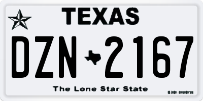 TX license plate DZN2167
