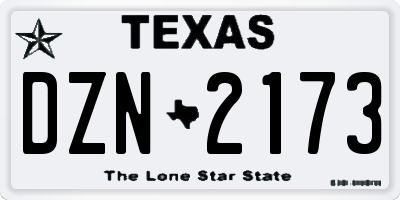 TX license plate DZN2173