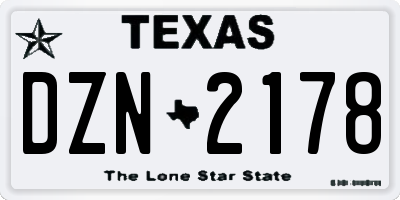 TX license plate DZN2178