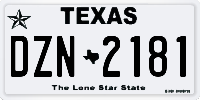 TX license plate DZN2181
