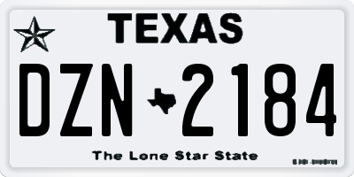 TX license plate DZN2184