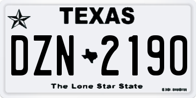 TX license plate DZN2190