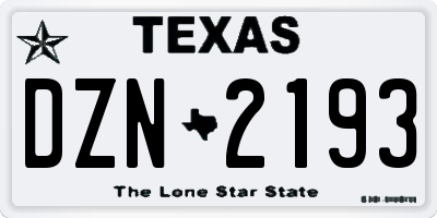 TX license plate DZN2193