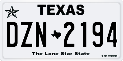 TX license plate DZN2194