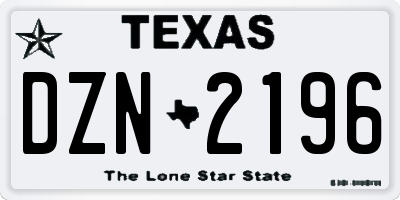 TX license plate DZN2196