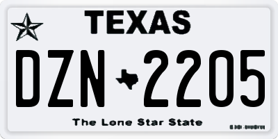 TX license plate DZN2205
